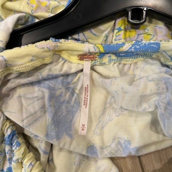 Free People Baja Babe Printed Tie-Back Top Lemon Gelato Yellow Blue - Picture 5 of 6